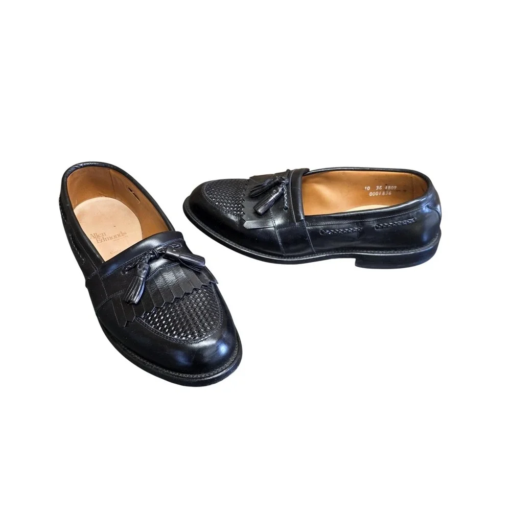 Allen Edmonds Shoes Men 10 EEE Black Leather Tassel Kiltie Loafers 1809